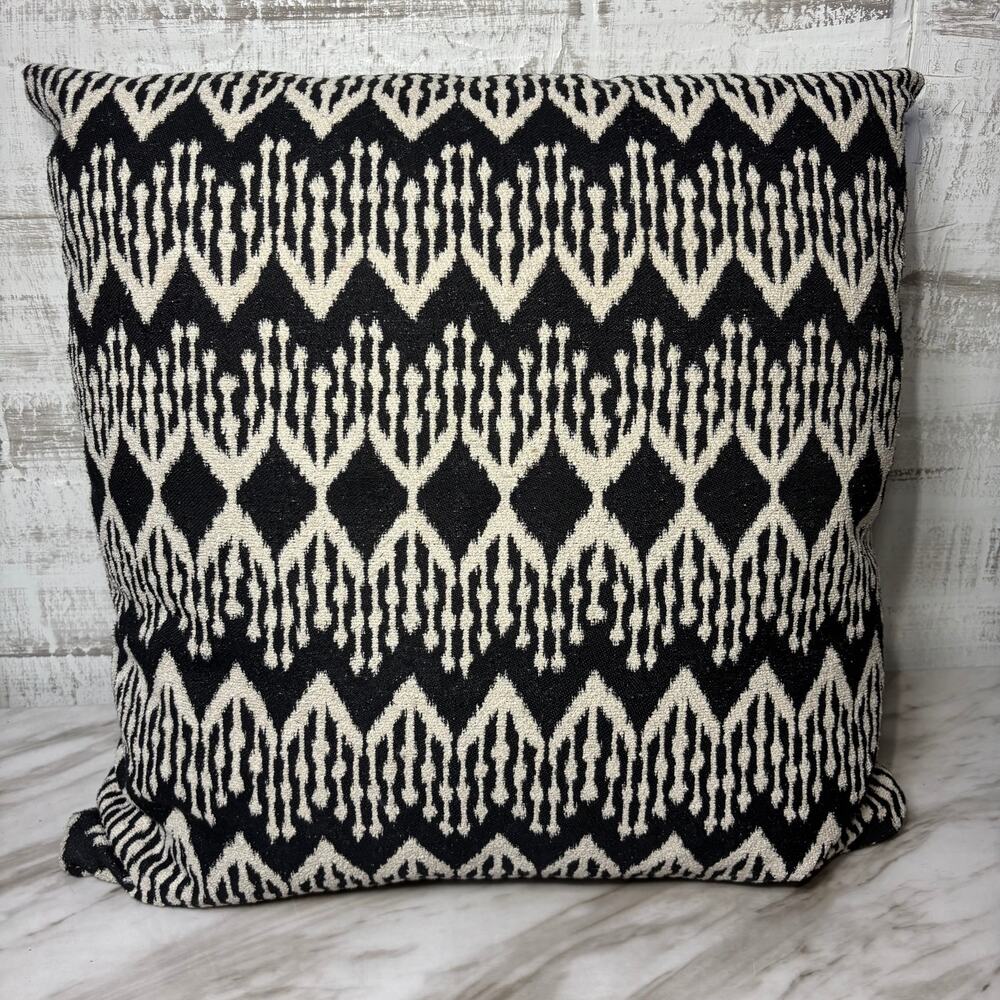 Black and Ivory Geometric Decorative Accent Pillow